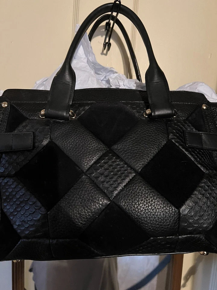 COACH Patchwork Pebble Leather Swagger Handbag Satchel Black 36004 - Image 2 of 4