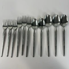 Winthrop Stainless Japan Fiddle Fern Set of 9- Forks & Spoons Mid Century Modern