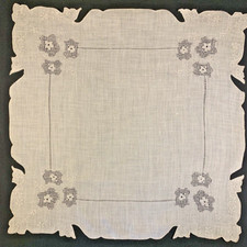 Vintage Handkerchief Embroidered Hemstitch Linen Hanky NWT Wedding Bride