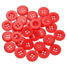60pcs 24L Sewing Buttons 5/8" Resin Round Flat 4-Hole Craft Buttons, Red
