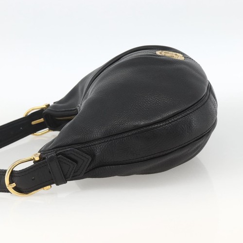 BURBERRY Shoulder Bag Leather Black Gold Auth 174317A - Afbeelding 3 van 24