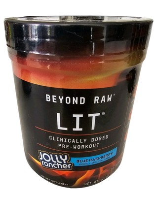 GNC Beyond Raw LIT Pre-Workout Powder Jolly Rancher Blue Raspberry EXP 2027