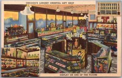 1939 CHICAGO Postcard CHEE WO TONG CO. Chinese Import Store / Curteich LINEN