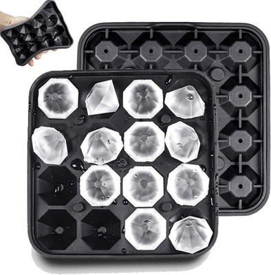 Tiny Diamond Ice Molds 2 Pack, Small Diamond-Shaped Silicone Ice Cube Trays 16