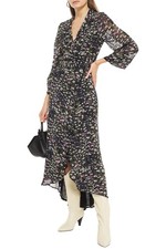 GANNI Floral Georgette Wrap Dress Maxi Multicolor Size 4
