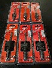 LOT OF 6 BRAND NEW MILWAUKEE 3/8", 7/16",1-1/4" SHANK HOLE SAW ARBORS DOZER