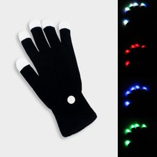 LED Light Up Gloves Strobe Fingertips 7 Colors for Light Shows, Raves, Concerts