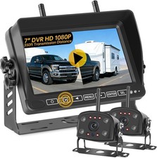   Wireless RV Backup Camera 7" 1080P HD Monitor DVR 4  Chan Night Vision IP 69K