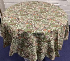 William Morris Golden Lily Flower Circular Tablecloth 72" dia & 4 Napkins #VG