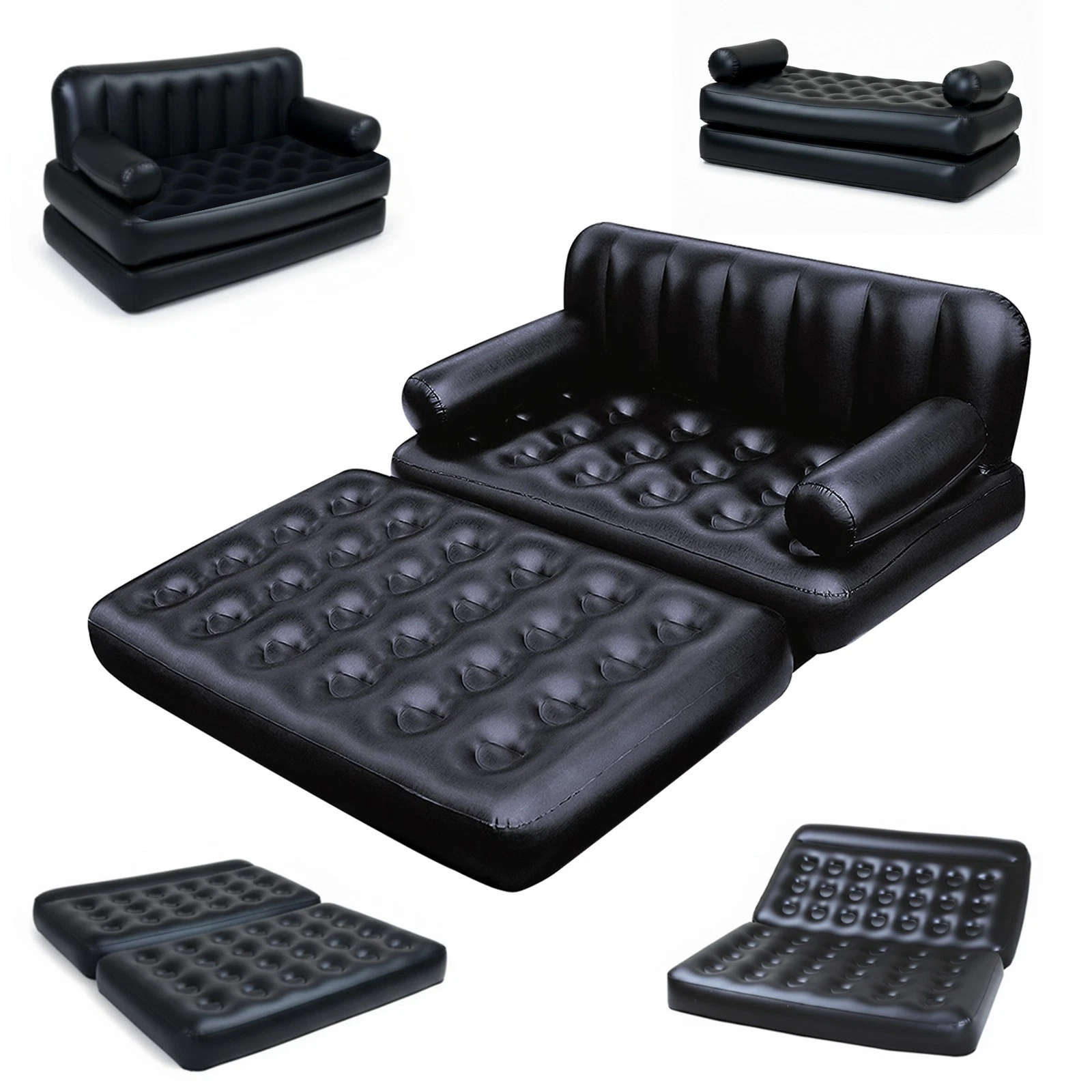 5 in 1 INFLATABLE DOUBLE SOFA LOUNGER COUCH AIRBED MATTRES SOFABED FAST