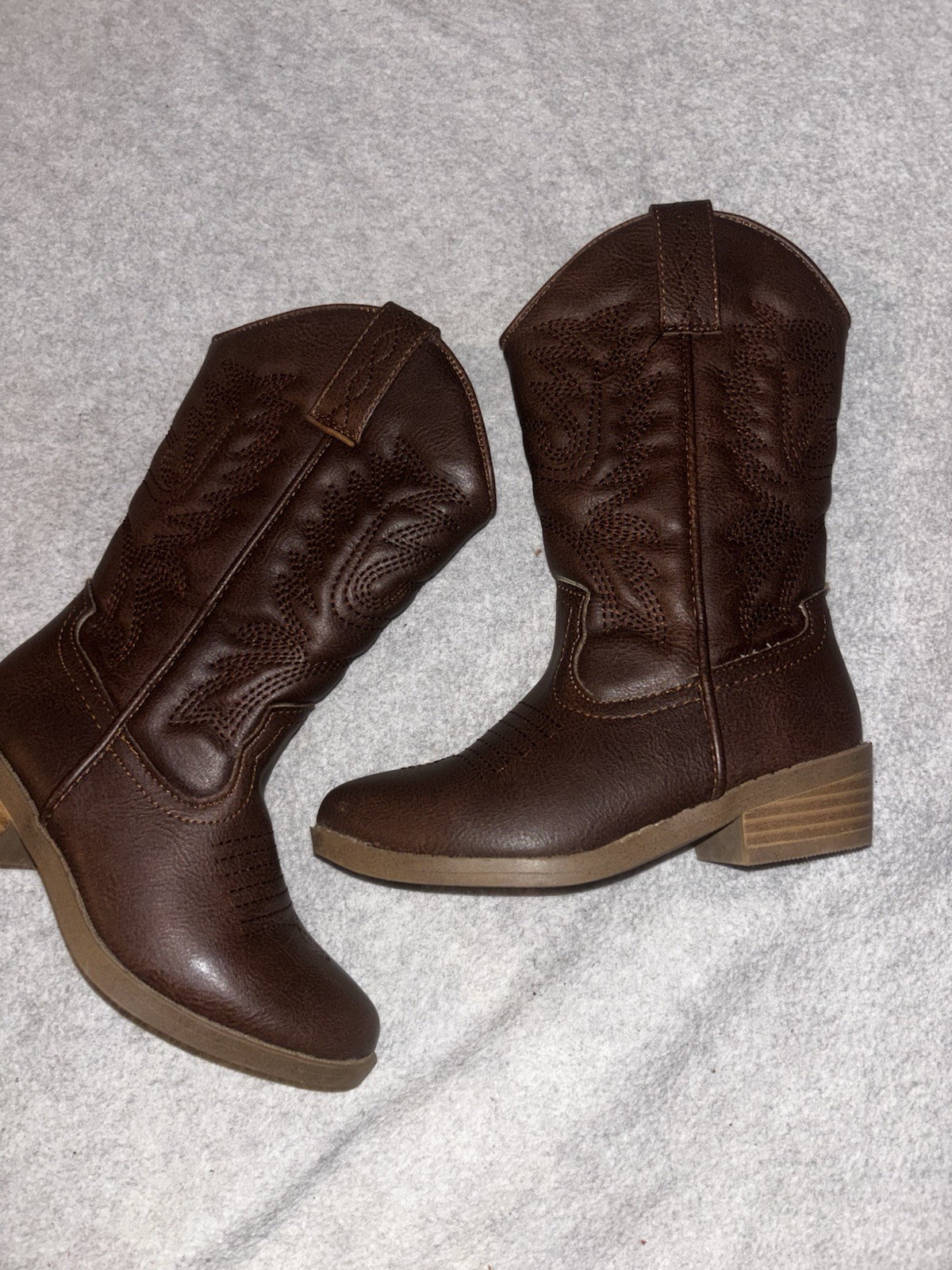 Steve Madden Girls Brown Western Mid-Calf Zip Embroidered Round Toe Boots 9