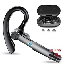 Bluetooth Headset, Wireless Earpiece with ENC Microphone, Single-Ear Black