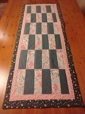 Colorful Bright Floral Navy Quilted Cotton Table Runner 35x14 Free Shipping,