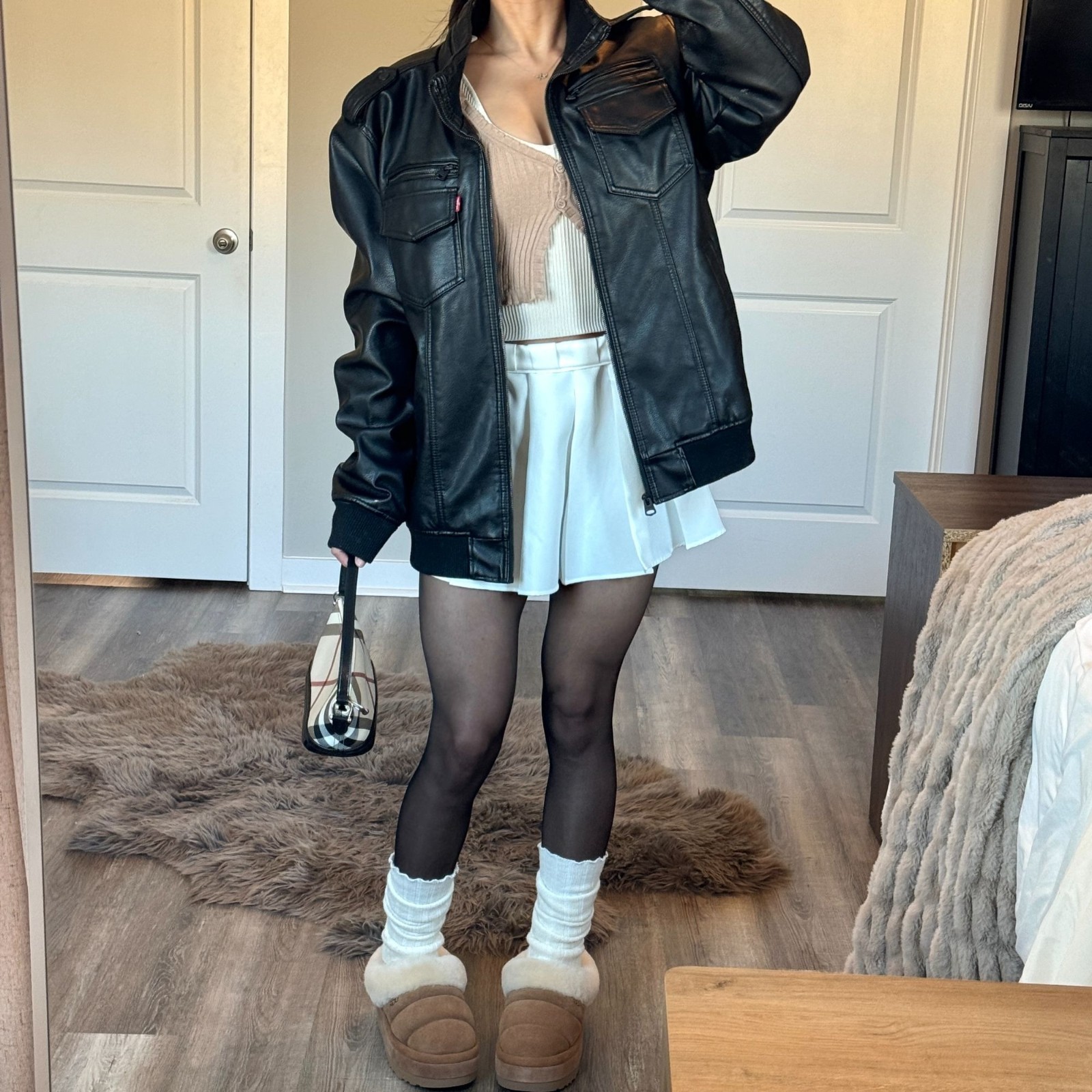 Levis Pleather Jacket Quilt Lined Black Moto Bike… - image 3