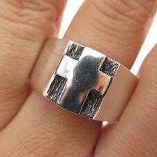 925 Sterling Silver Vintage Cross Oxidized Ring Size 10.75