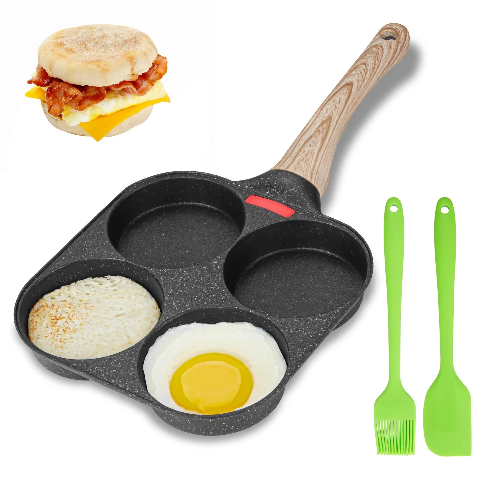 Egg Frying Pan, 4-Cup Egg Pan Nonstick, Fried Egg Pan Skillet for Breakfast, ...