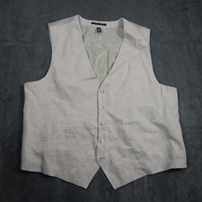 Perry Ellis Vest Mens 2XLT Beige Linen Blend Adjustable Back Waistcoat 00664