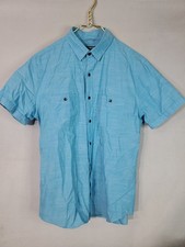Express Short Sleeve Button-Up Shirt Men's Size Medium Baby Blue Pockets
