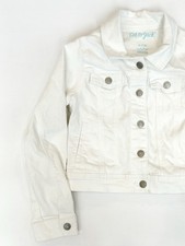 CAT  JACK Girls M 7-8 White Denim Snap Front Jacket w/ Pockets Cotton School