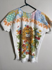 Vtg 60s 70s Terry Cloth Lion Towel Cover Up Beach Robe Childs READ Beach Retro