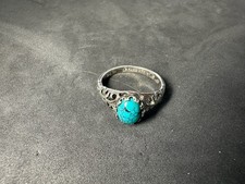 2.52g Vintage Sterling Silver 925 Ring Ornate Filigree Blue Stone Size 7