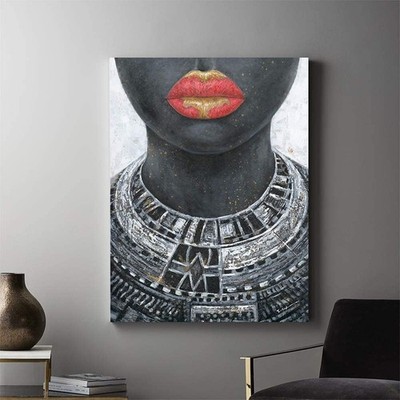 Black Girl Canvas Wall Art Canvas Painting Poster Wall Mural,24''x36''DIY Framed