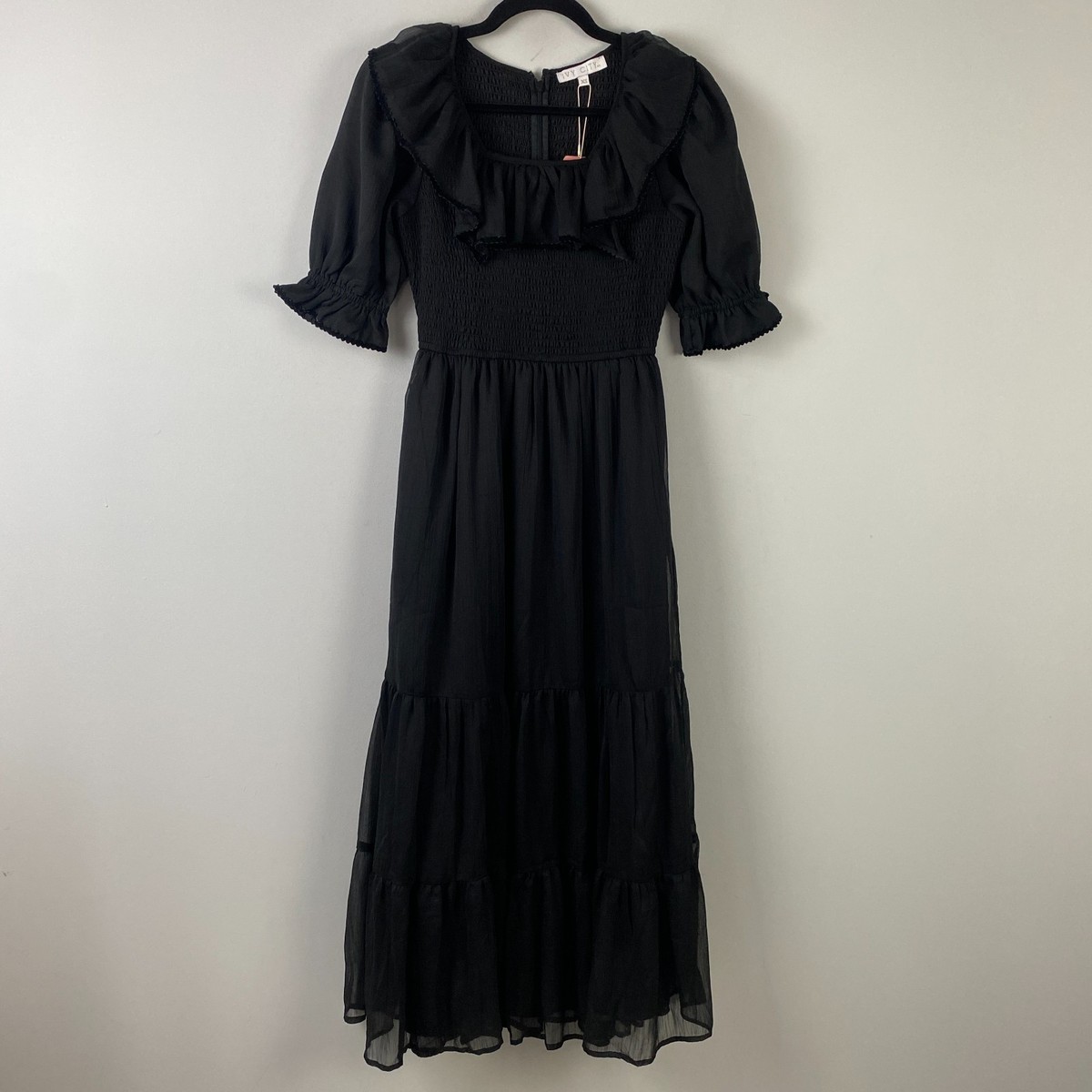 chiffon dress xs 70s Layered Chiffon Dress