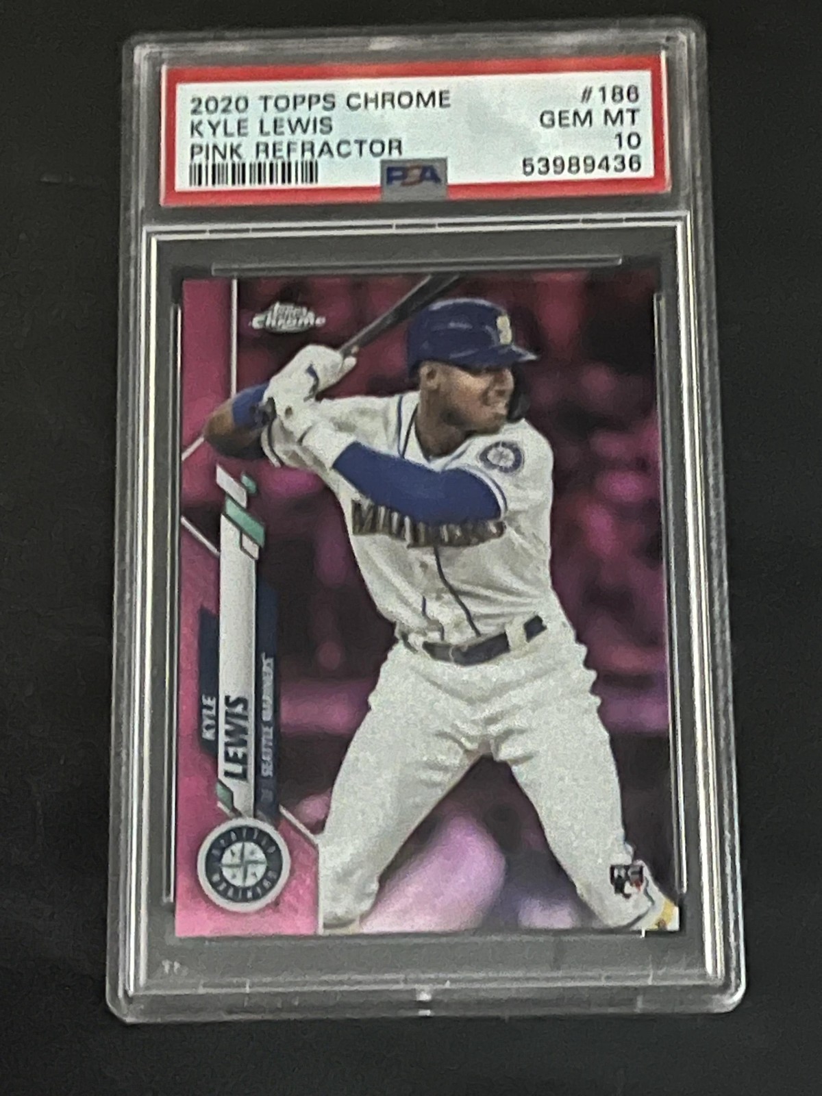 2020 Topps Chrome #186 Kyle Lewis Pink Refractor Rookie PSA 10 JH01