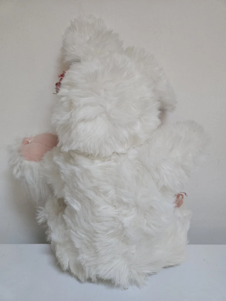 "Muñeca de conejo cara de bebé de porcelana con su cordero paseo en juguete 17"" de colección" Foto 4 de 4