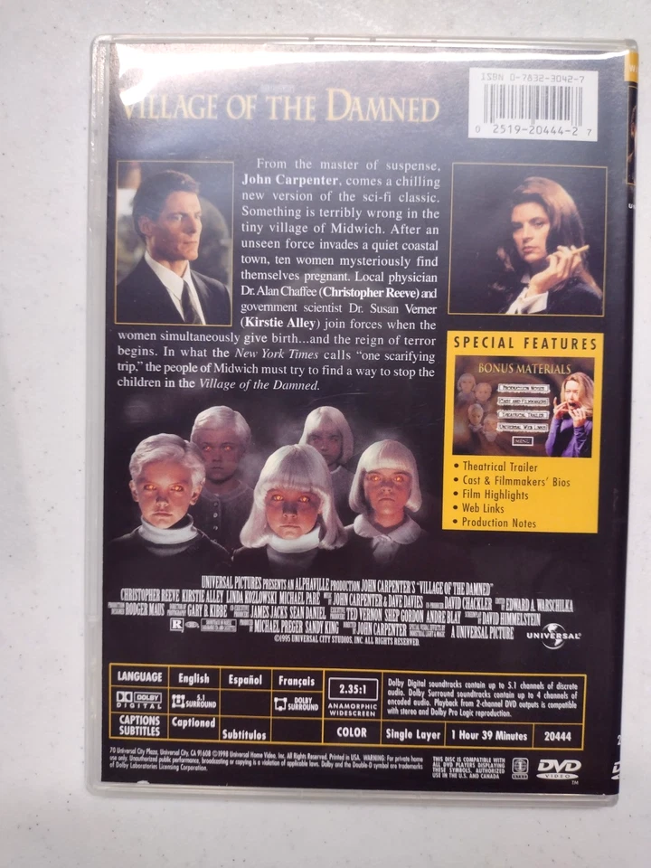 THEY LIVE..VILLAGE OF THE DAMNED..VAMPIRES..3 DVD LOT..JOHN CARPENTER..FREE SHIP - Image 4 of 4