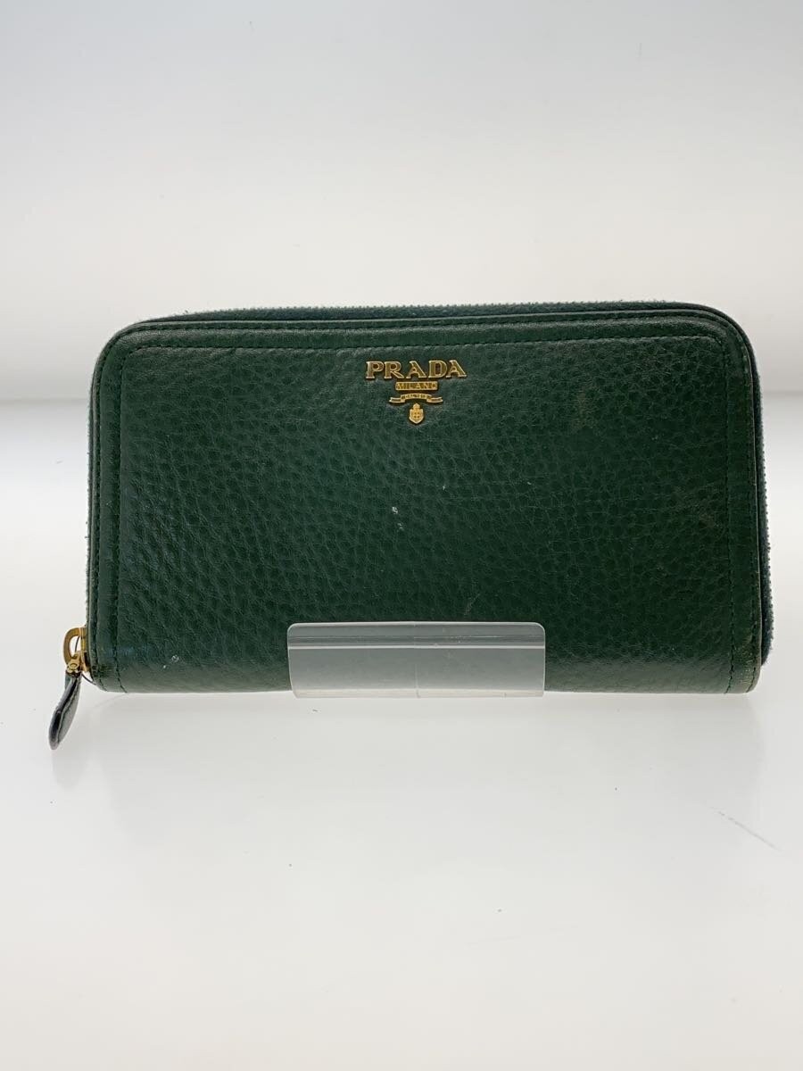 PRADA Green Leather Long Wallet for Women Style 1M0506