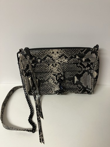 Tracolla Rebecca Minkoff Snake Python blu nero interno a pois 12’’ x 8’’ - Foto 1 di 13