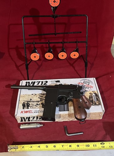 VINTAGE KWC M712 BROOMHANDLE CO2 4.5mm SEMI/FULL AUTO BB GUN w/ORIGINAL BOX +