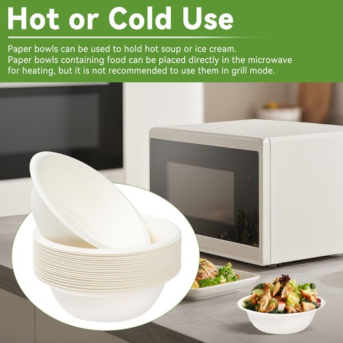 Paper Bowls Disposable, 12oz 200 Pack Heavy-Duty Compostable Disposable Paper... - Picture 4 of 8