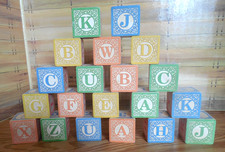 EUC Lot of 20 Vintage FAO Children's Wooden Blocks - Letters Numbers Animals