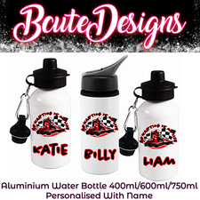 GO KARTING PERSONALISED NAME DRINKS WATER BOTTLE ALUMINIUM STRONG BOYS GIRLS MEN