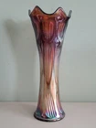 Antique Fenton Amethyst Diamond & Rib 9.5” carnival glass vase