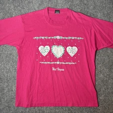 Vintage West Virginia Screen Stars Shirt Pink Hearts Single Stitch Women’s XL