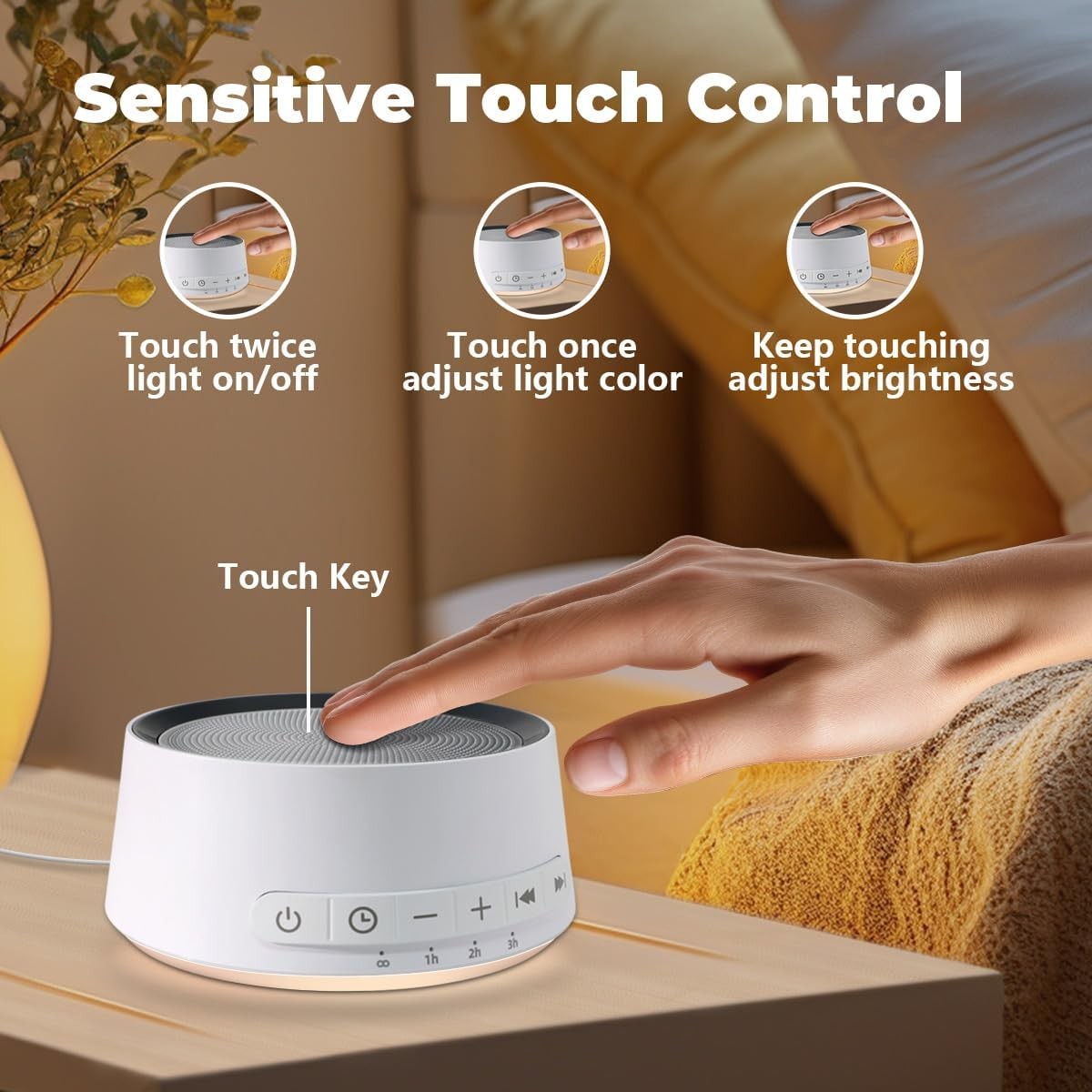 Sound Machine White Noise Machine with 30 Soothing Sounds 12 Colors Night Light