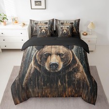 Bear Comforter Set with Sheets 7 Piece Full Size Rustic Farmhouse Cabin Bed i...