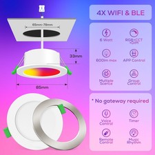 LED WIFI Recessed Ceiling Light Bluetooth 68mm Dimmable Spot RGB Downlight Alexa