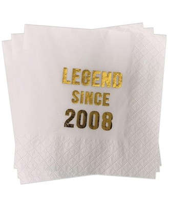 50 PCS Legend Since 2008 18th Birthday Napkins Gold Foil Party Decorations