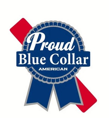 2 PACK - PROUD BLUE COLLAR AMERICAN BEER RIBBON LOGO USA 5  Vinyl Sticker Decals