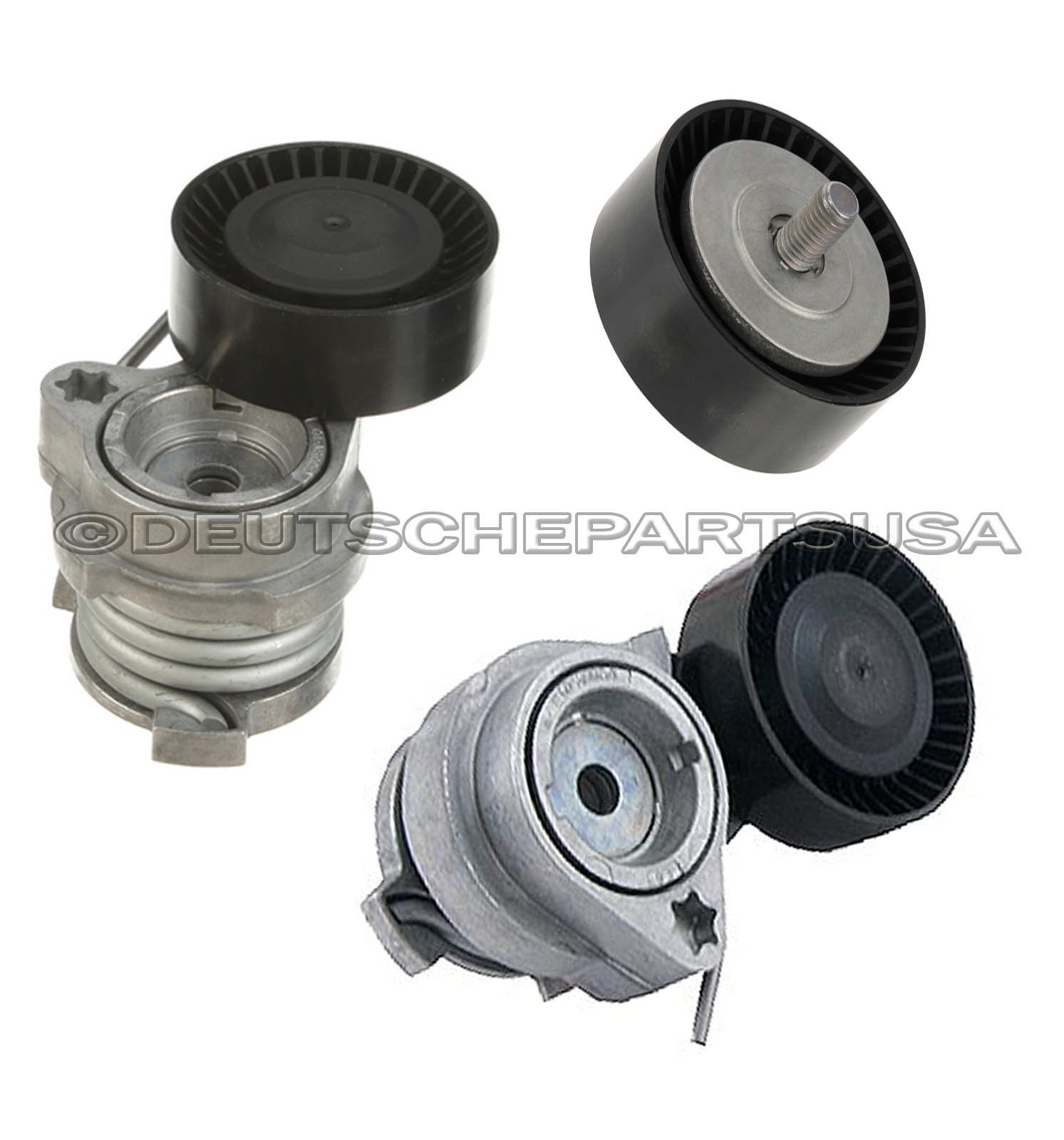 A/C Acc Belt Tensioner Idler Pulley Pulleys Kit 3 pcs for BMW E53 X5 4.
