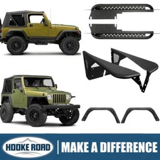 Hooke Road Fender Flares Nerf Step Bars For 1997-2006 Jeep Wrangler Tj