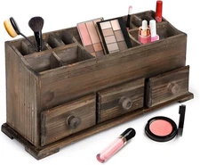 Besti Rustic Vanity Organizer for Cosmetics, Makeup, and Bathroom Accessories, W