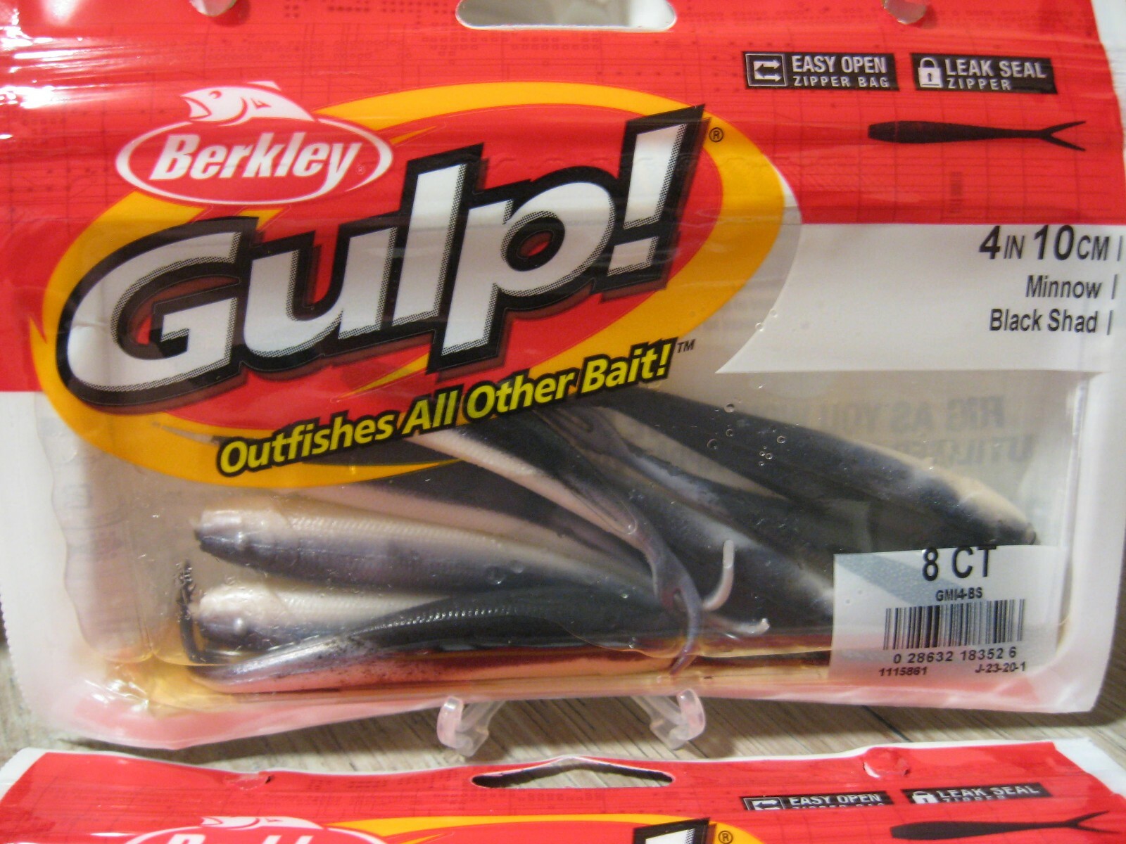 2 Packs Berkley Gulp Fishing Baits 4" Split Tail Minnow Black Shad Color eBay
