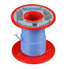28 Gauge Flexible Silicone Wire Blue 250 ft 600V 200 deg C Tinned Copper Wire