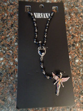 Nirvana In Utero Angel Charm Rosary Bead Necklace Cobain Brand New
