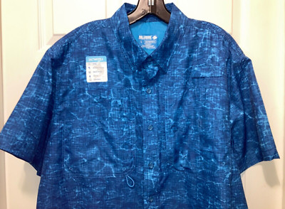 NEW TAG Reel Legends Salt Water II Men's Blue Poly Shirt Vented Back Size L